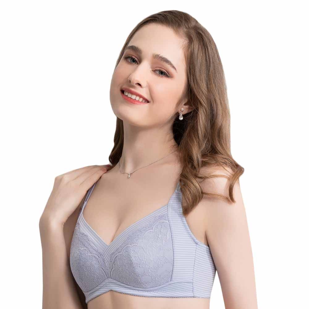 思薇爾 沁涼Bra系列B-F罩無鋼圈蕾絲包覆女內衣(輕胭紫)