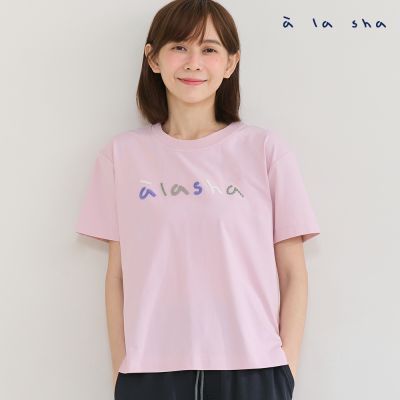 a la sha 彩色立體LOGO繡花T