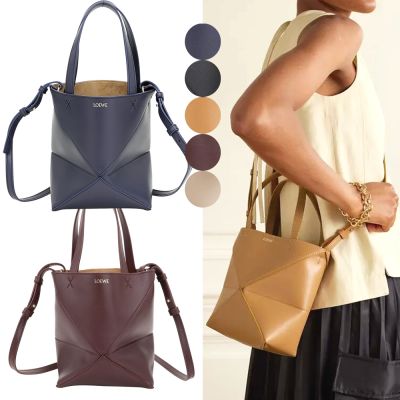 LOEWE 羅威 Puzzle Fold 迷你 可折疊切線小牛皮拼圖包 托特包-多色可選