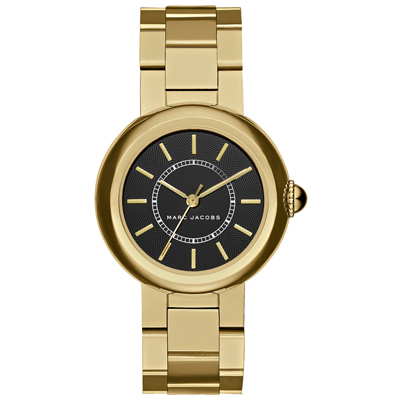 MARC By Marc Jacobs 時線交錯時尚腕錶-金框黑/34mm