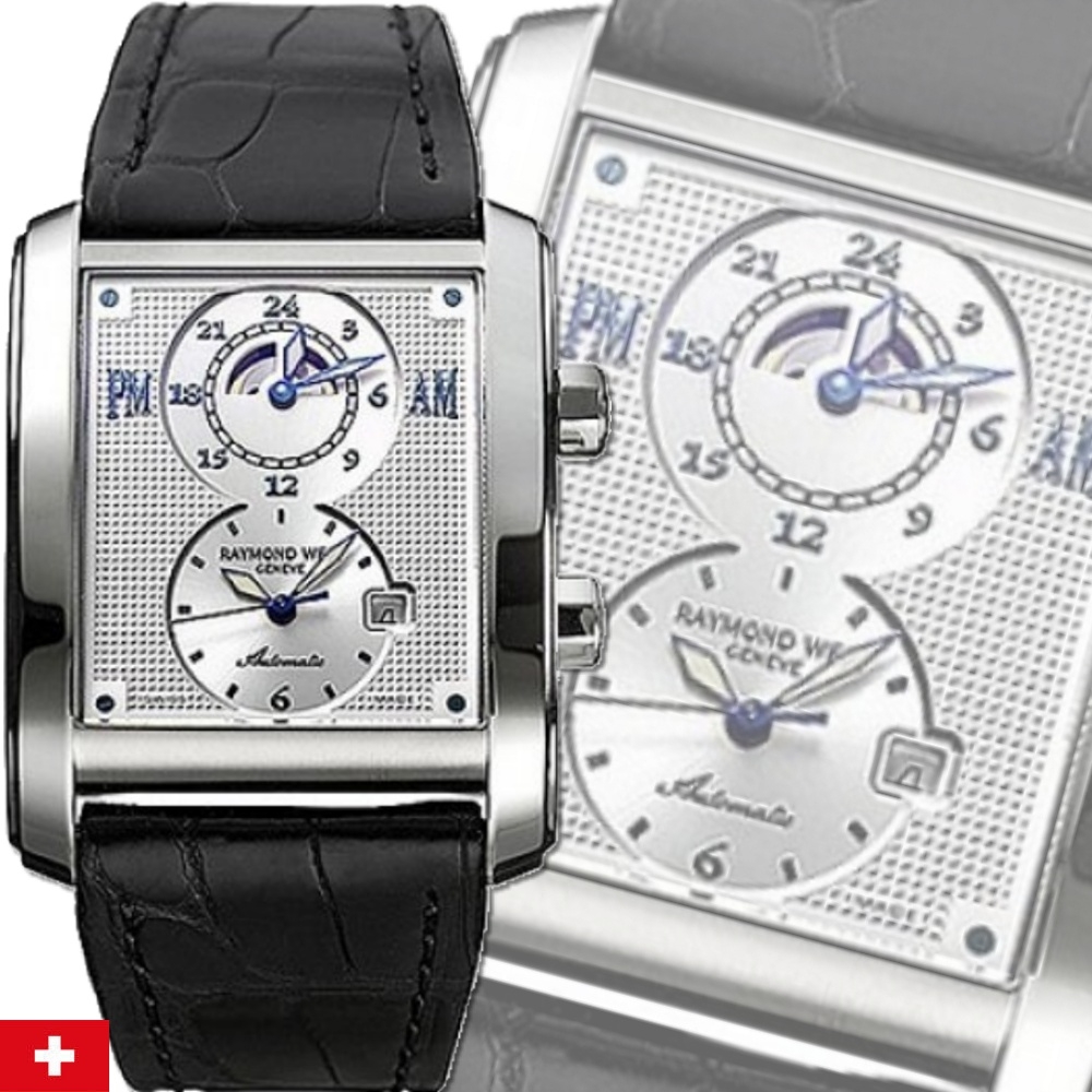 Raymond Weil 蕾蒙威 Don Giovanni系列 GMT雙時區銀面自動上鍊男款46㎜ R01(2888-STC-65001)