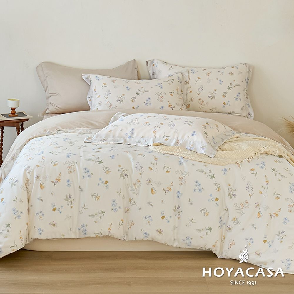 HOYACASA 60支抗菌天絲兩用被床包組(雙人/加大)-多款任選 (米娜花園)