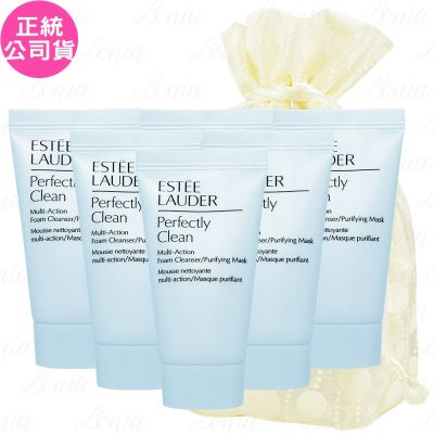 ESTEE LAUDER 雅詩蘭黛 細緻煥采雙效淨化潔面乳(30ml)*6旅行袋組(效期2028.07 公司貨)