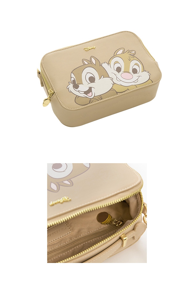 Disney collection by grace gift-迪士尼奇奇蒂蒂款表情兩用方包淺咖