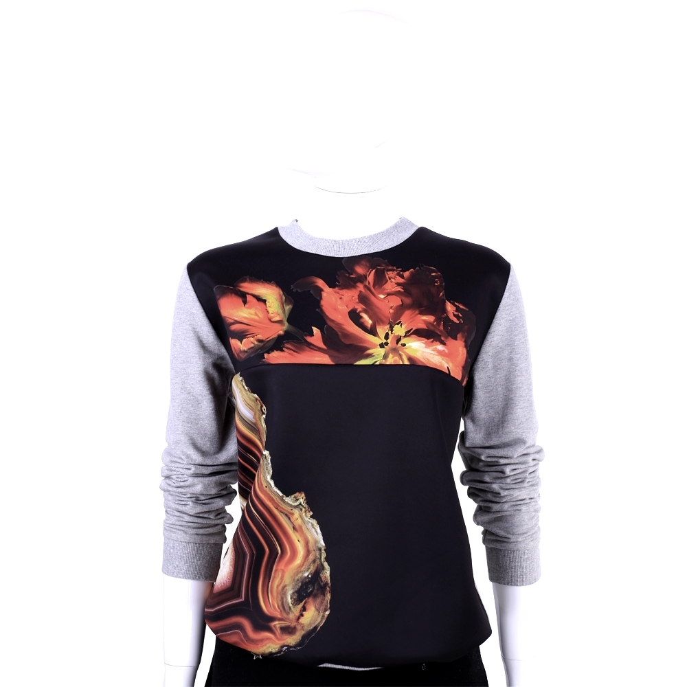 MaxMara副牌-SPORTMAX 印花長袖上衣-多款可選 (黑x灰印花拼接)