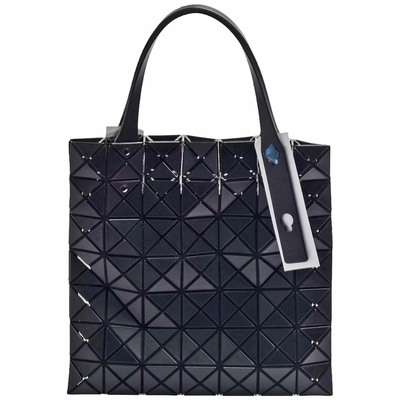 ISSEY MIYAKE 三宅一生BAOBAO 7X7皮質幾何菱格手提包(霧黑色)