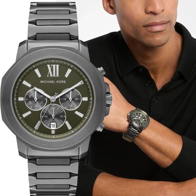 Michael Kors MK Prescott 八角三眼計時手錶 男錶 夏日煥新提案 送禮推薦-槍灰色/44mm MK9259