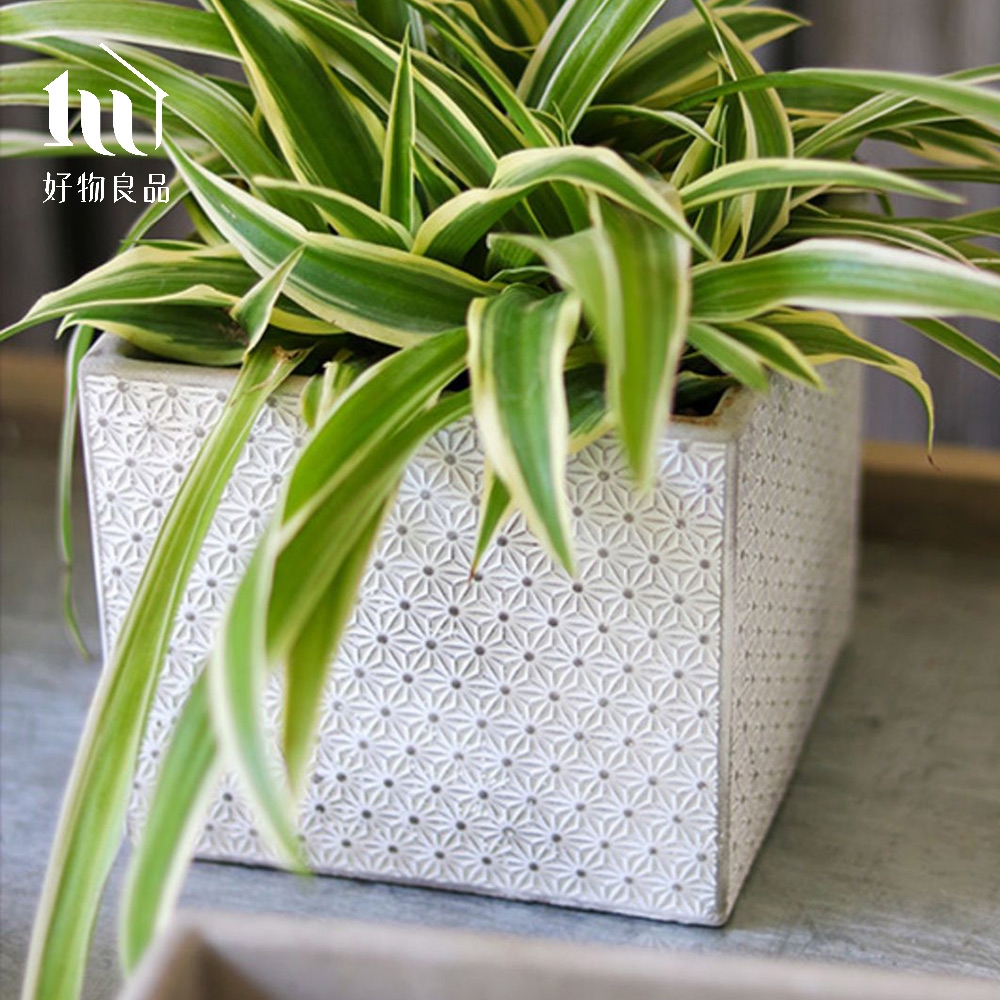 好物良品】小款_細緻立體浮雕手作水泥盆栽花盆花器(陽台多肉植物盆器