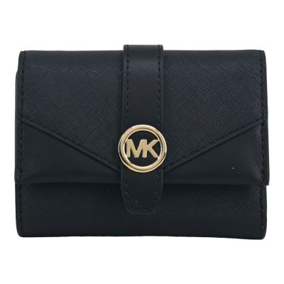 Michael Kors Greenwich 防刮皮革三折短夾-黑