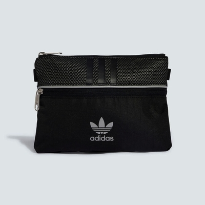 ADIDAS ORIGINALS 愛迪達 阿迪達斯 三葉草 斜背包-黑灰色 SACOCCHE-IW8617