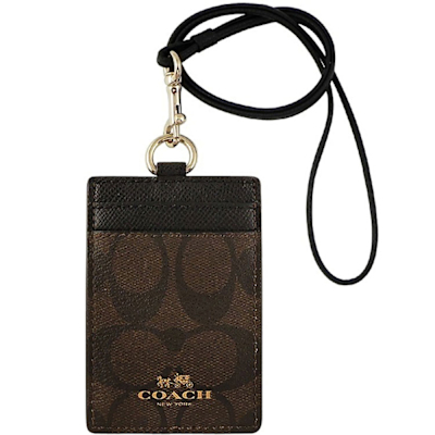 COACH 巧克力色大C PVC識別證件夾