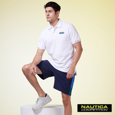 Nautica 男裝 COMPETITION拼接造型LOGO運動短褲-深藍