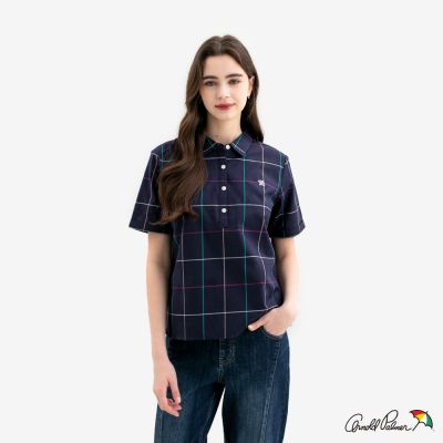 Arnold Palmer -女裝-格紋短袖襯衫-藍紫色