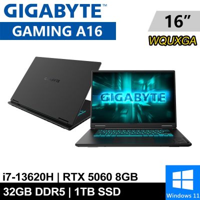 GIGABYTE技嘉 技嘉 GAMING A16 CVHI3TW894SH-SP3 16吋 黑(i7-13620H/32G/1TB SSD/RTX5060 8G/W11)特仕版