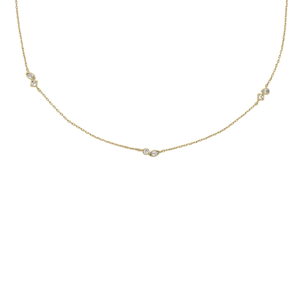 FOSSIL Ellis 星閃軌跡黃銅項鍊-金色 JA7287710