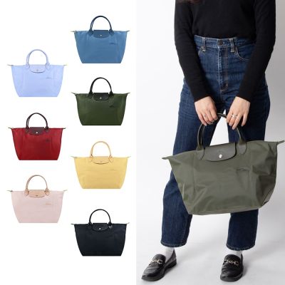 LONGCHAMP LE PLIAGE GREEN系列刺繡短把摺疊水餃包(中/多色選)