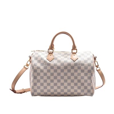 LOUIS VUITTON路易威登 LV N40592 經典Damier棋盤格SPEEDY 30手提波士頓包(米白色)