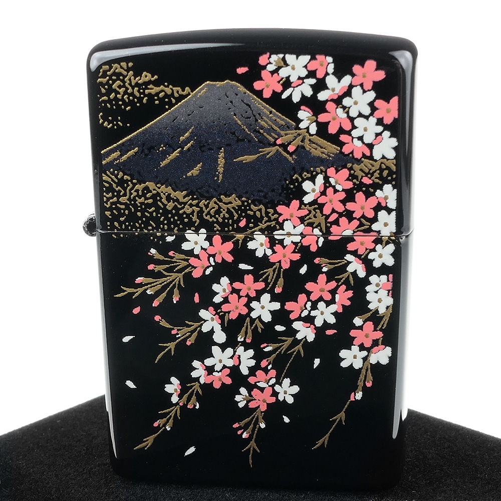 ZIPPO 日系~本金蒔繪富士山與櫻花-傳統工藝加工打火機| 日用雜貨