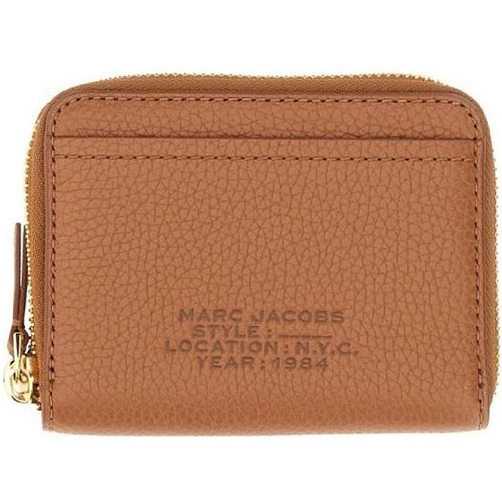 COACH X MARC JACOBS 皮夾均一價 (5.焦糖堅果荔枝紋皮革方形拉鍊卡片零錢包)