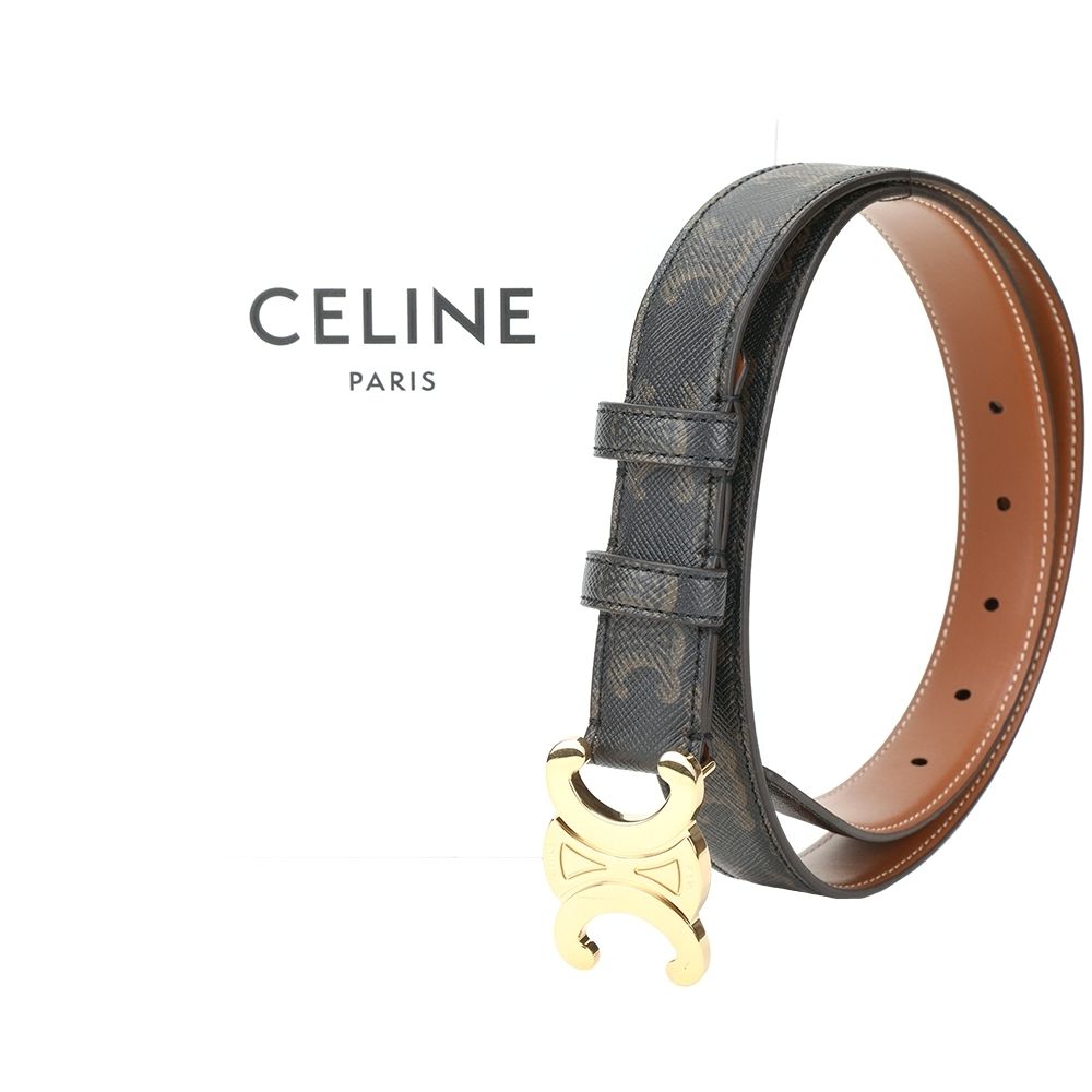 miu miu / CELINE / LOEWE 精品飾品 耳環 皮帶均一價 $15888 (CELINE25mm老花腰帶-黃褐色)