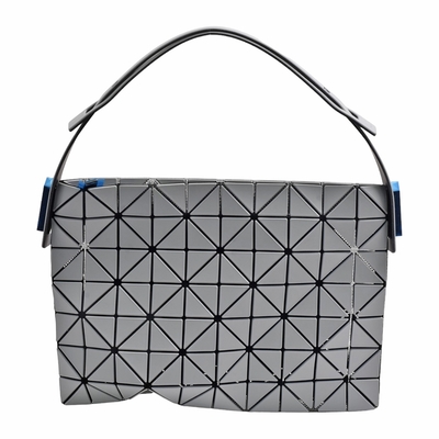 ISSEY MIYAKE 三宅一生BAOBAO幾何方格手提/肩背新月包(石灰色)