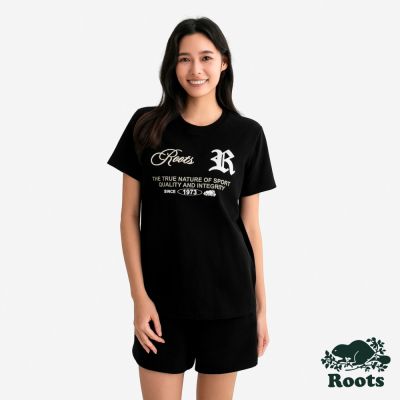 Roots女裝- FUTURE SCRIPT CLASSIC 短袖上衣-黑色