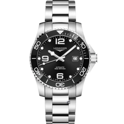 LONGINES浪琴征服者系列陶瓷潛水機械錶(L37814566)-黑