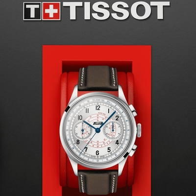 TISSOT 天梭官方授權 TELEMETER 1938 復刻計時機械腕錶T1424621603200