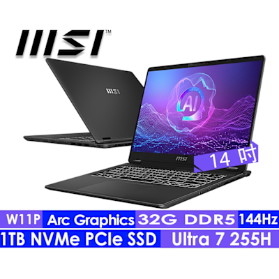 MSI微星 Prestige 14 AI Evo C2HMG-089TW 14吋商務筆電(Ultra 7 255H/32G/1TB SSD/Intel Arc/Win11P)