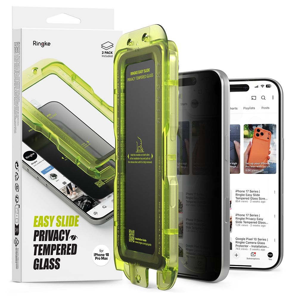 Rearth Ringke Apple iPhone 18 Pro Max 零失敗防窺玻璃保護貼(2片裝)