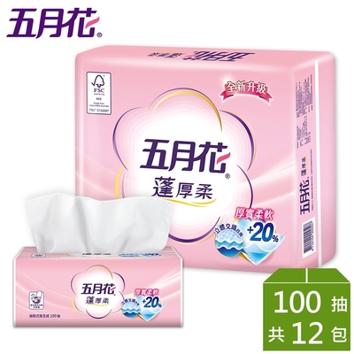 五月花蓬厚柔頂級抽取衛生紙100抽 x12包/袋