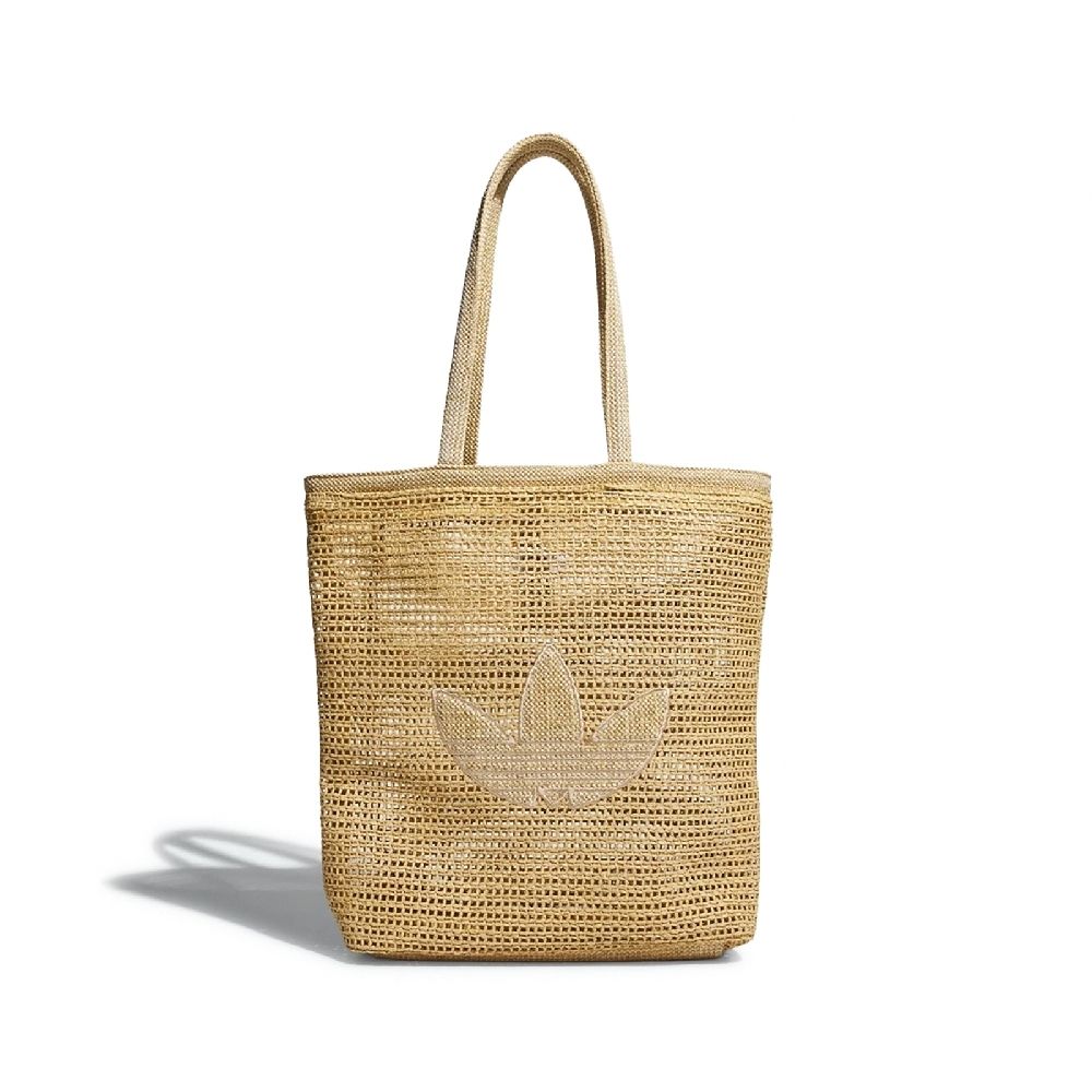 adidas 愛迪達 托特包 Originals Knitting Tote 米色 三葉草 肩背 手提 針織 KC1421