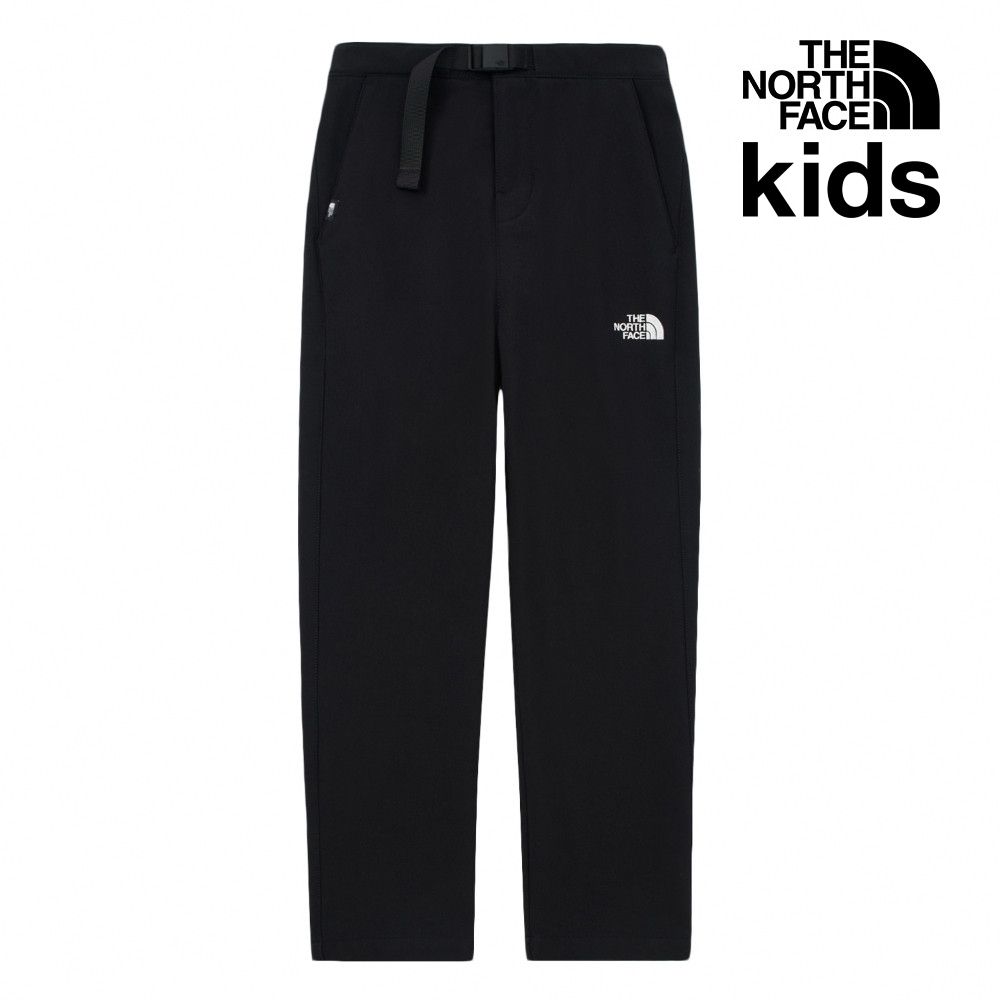 【The North Face 官方旗艦】 北面兒童黑色DWR防潑水戶外徒步長褲｜8A3HJK3