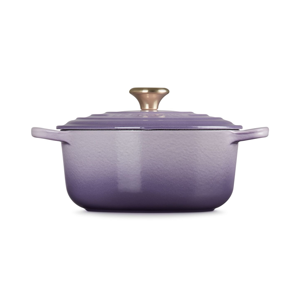 Le Creuset 典藏圓形鑄鐵鍋20cm 2.4L 藍鈴紫淡金頭法國製湯鍋燉鍋