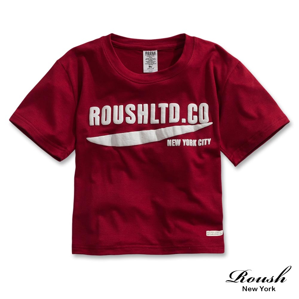 Roush 女生ROUSHLTD立體膠印彈性棉短T(2312180) (暗紅)
