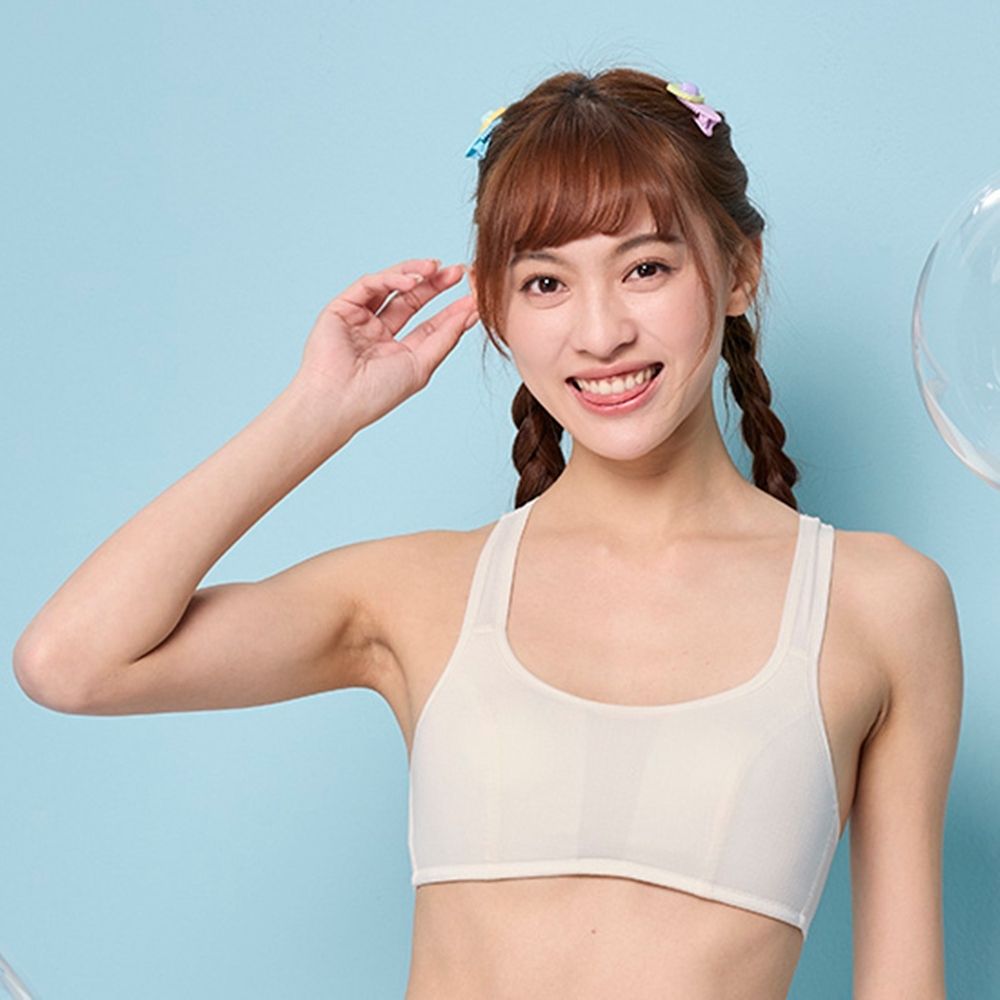 嬪婷-藻冰紗系列 AA70-85罩杯輕涼學生二階無鋼圈背心內衣(雲朵白)BB1401CR