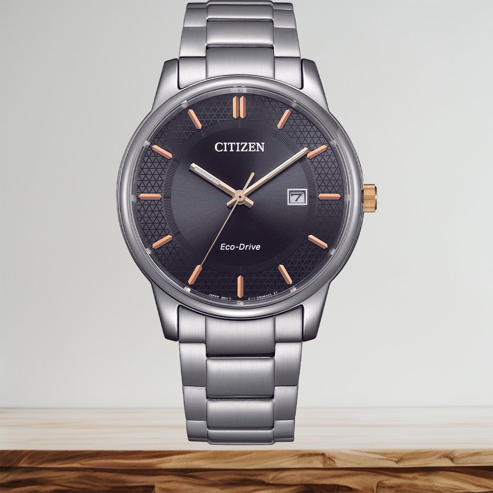 CITIZEN 星辰 光動能 大三針男錶 手錶-40mm灰 BM6977-70E