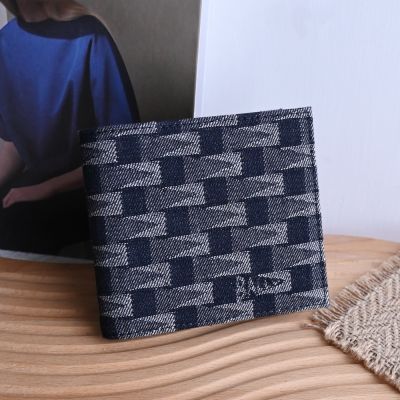 BALLY PNT 幾何LOGO緹花織布八卡對開短夾(午夜藍)
