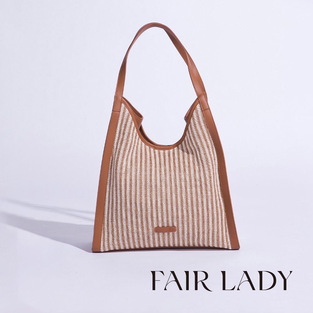 FAIR LADY 總監Eva選品 慵懶日常編織拼接托特包 咖棕 (9A0040)