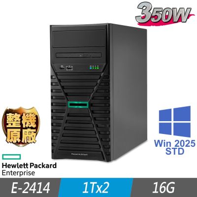 HPE慧與科技 HPE ML30 Gen11 伺服器 E-2414/16G/1TBx2/2025STD