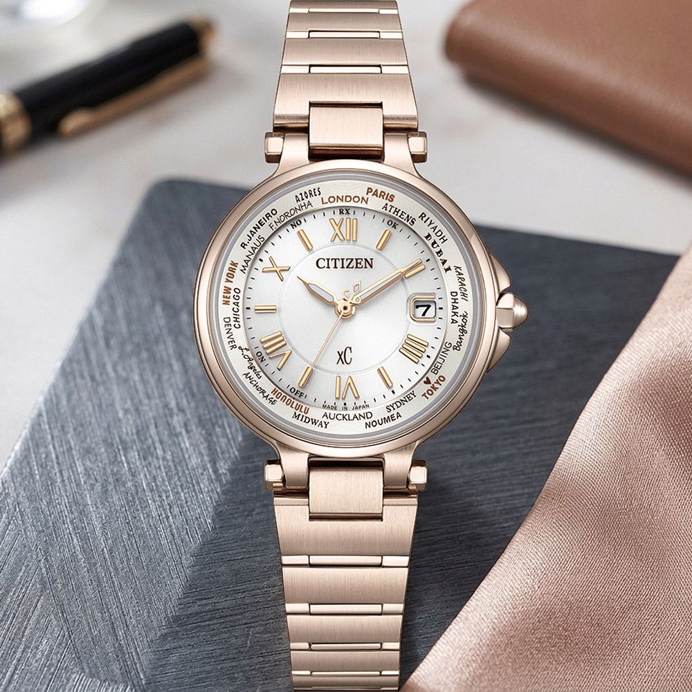 CITIZEN 星辰 XC 光動能電波萬年曆女錶 開學購物季 送禮首選-29mm EC1017-58A