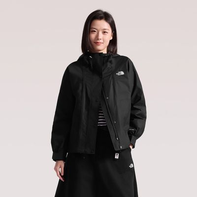 【The North Face 官方旗艦】北面女款黑色DRYVENT防水連帽衝鋒衣｜8KDAJK3 外套