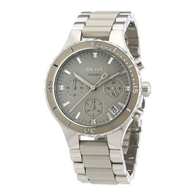 DKNY 英式女爵魅力晶鑽三環腕錶-灰-NY8505-37mm