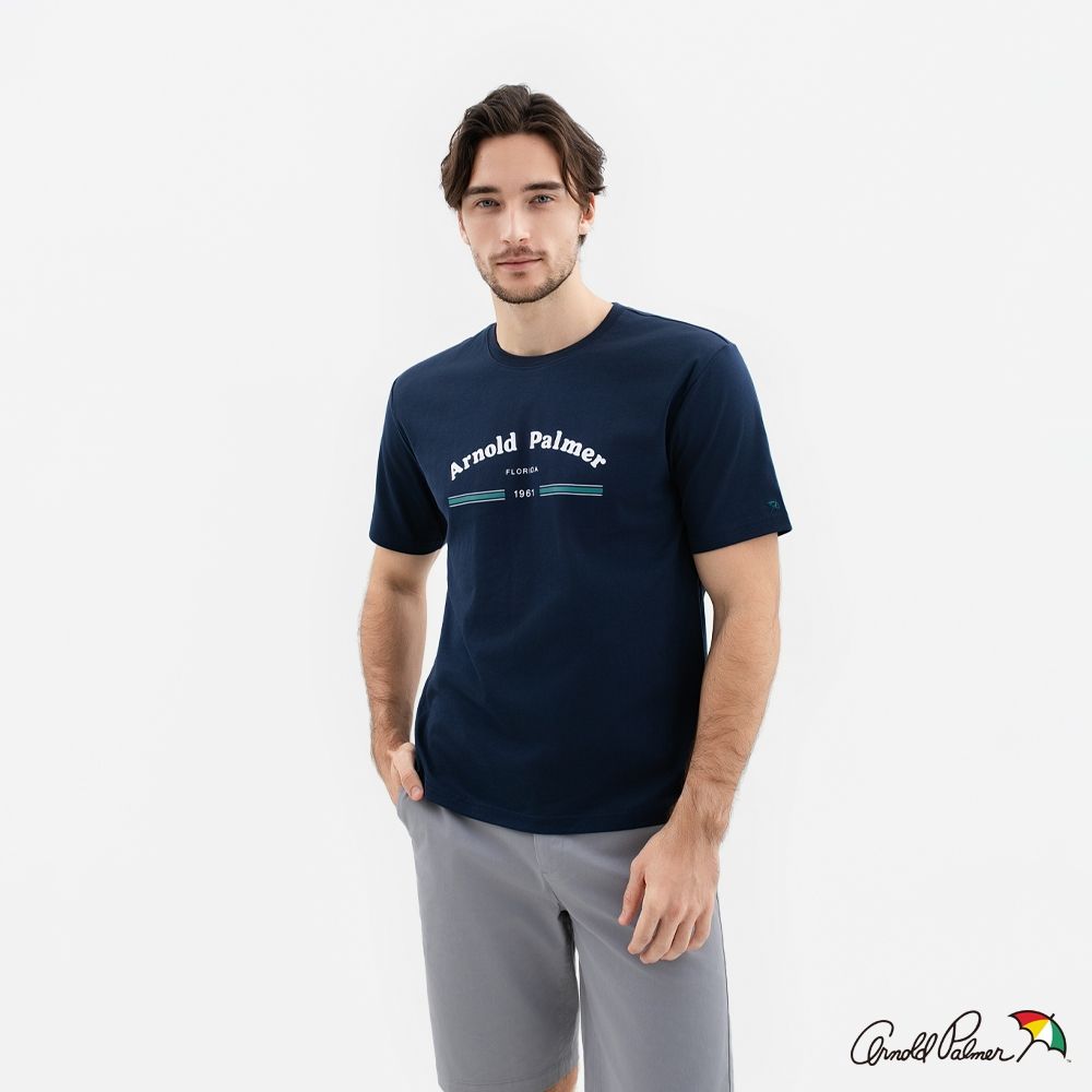 Arnold Palmer 男裝-印花短袖T-Shirt-深藍色