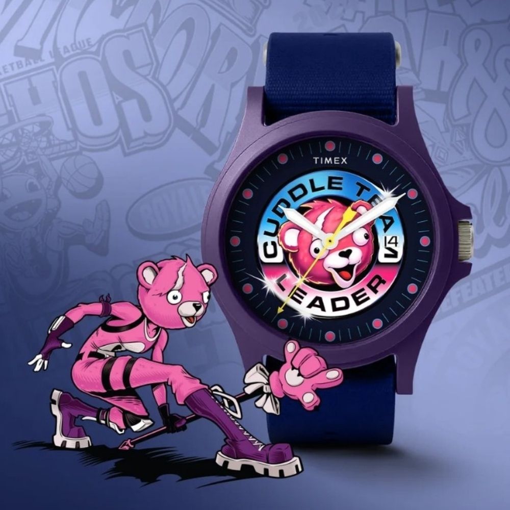 TIMEX 天美時 Fortnite 要塞英雄聯名 40毫米 織物錶帶腕錶(藍 TXTW2Y46200)