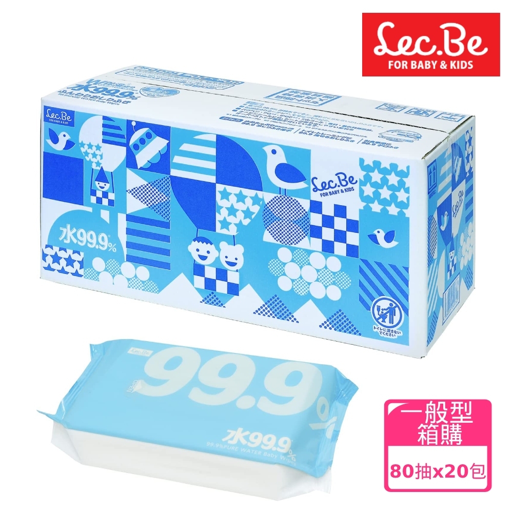 日本LEC 純水99.9%濕紙巾箱購80抽x20包入