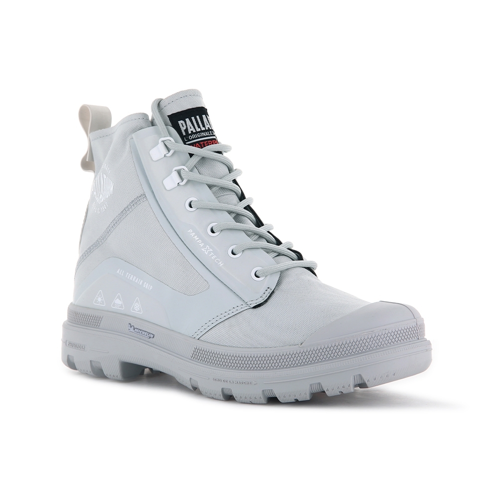 PALLADIUM PAMPA X TECH WP+米其林科技聯名橘標防水靴-中性-冰湖灰