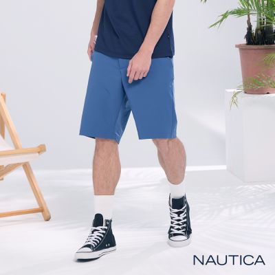 Nautica 官方旗艦 男裝 輕量防水彈性尼龍短褲-藍色