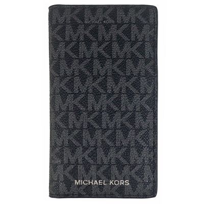 MICHAEL KORS Jet Set 黑色MK花紋防水布卡片夾