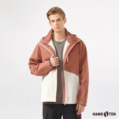 Hang Ten-男裝-抗撕裂TEFLON防潑水三合一外套-紅棕色